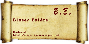 Blaser Balázs névjegykártya