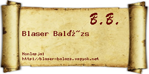 Blaser Balázs névjegykártya